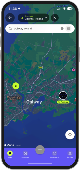 CeolX live map of events and festivals around Galway